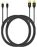 Anker [2-Pack 6ft] Nylon Braided Tangle-Free Micro USB Cable with Gold-Plated Connectors for Android, Samsung, HTC…