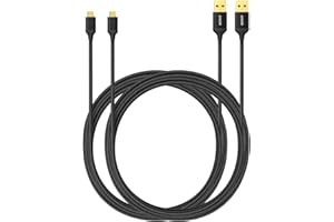 Anker Micro USB Cable Nylon 1.8 m [Pack of 2] High Speed Sync and Charging Cable with Gold-Plated Connectors for Samsung, HTC, Huawei, Sony, Nokia, Nexus, Kindle and Other Android Smartphones (Black)