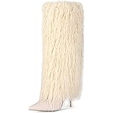 Mandiaupup Fold Over Fur Boots for Women