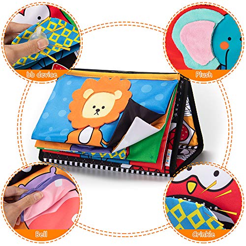 teytoy Tummy Time Mirror Newborn Toys Infant Toys 0-3 Months Brain Developmental Baby Mirror Tummy Time Toys with Cloth Book&Teethers,High Contrast Black and White Baby Toys 4 6 9 12 Month Sensory Toy