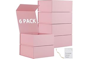 MUMUPACK 6 Pack Pink Gift Boxes With Lids,9x9x4 Inch Bridesmaid Proposal Box And Printable Stickers,Proposal Boxes With Ribbon For Wedding, Packaging, Present, Birthday