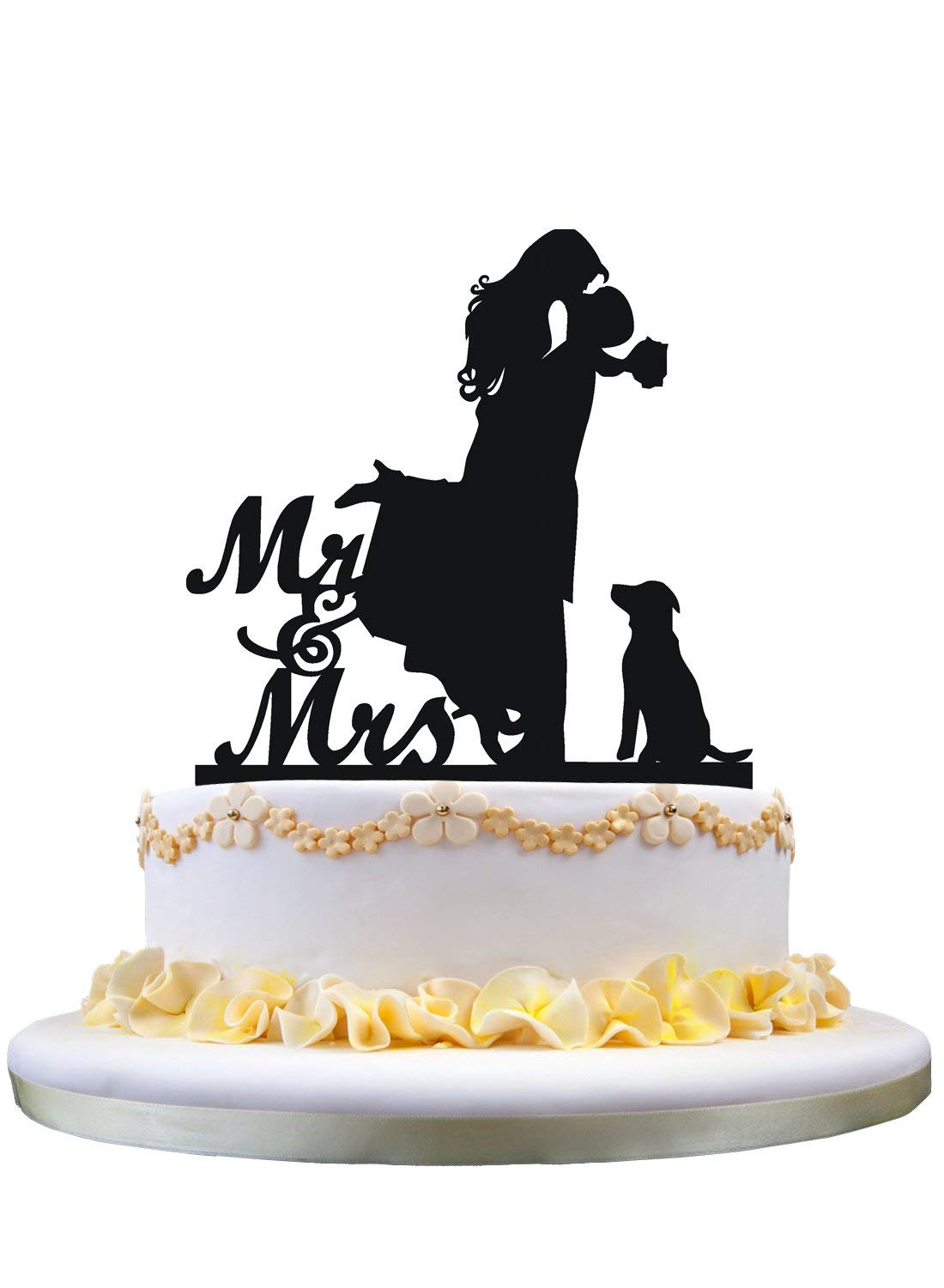 Buy Mr & Mrs Bride and Groom Cake Topper with Dog Pet Silhouette funny