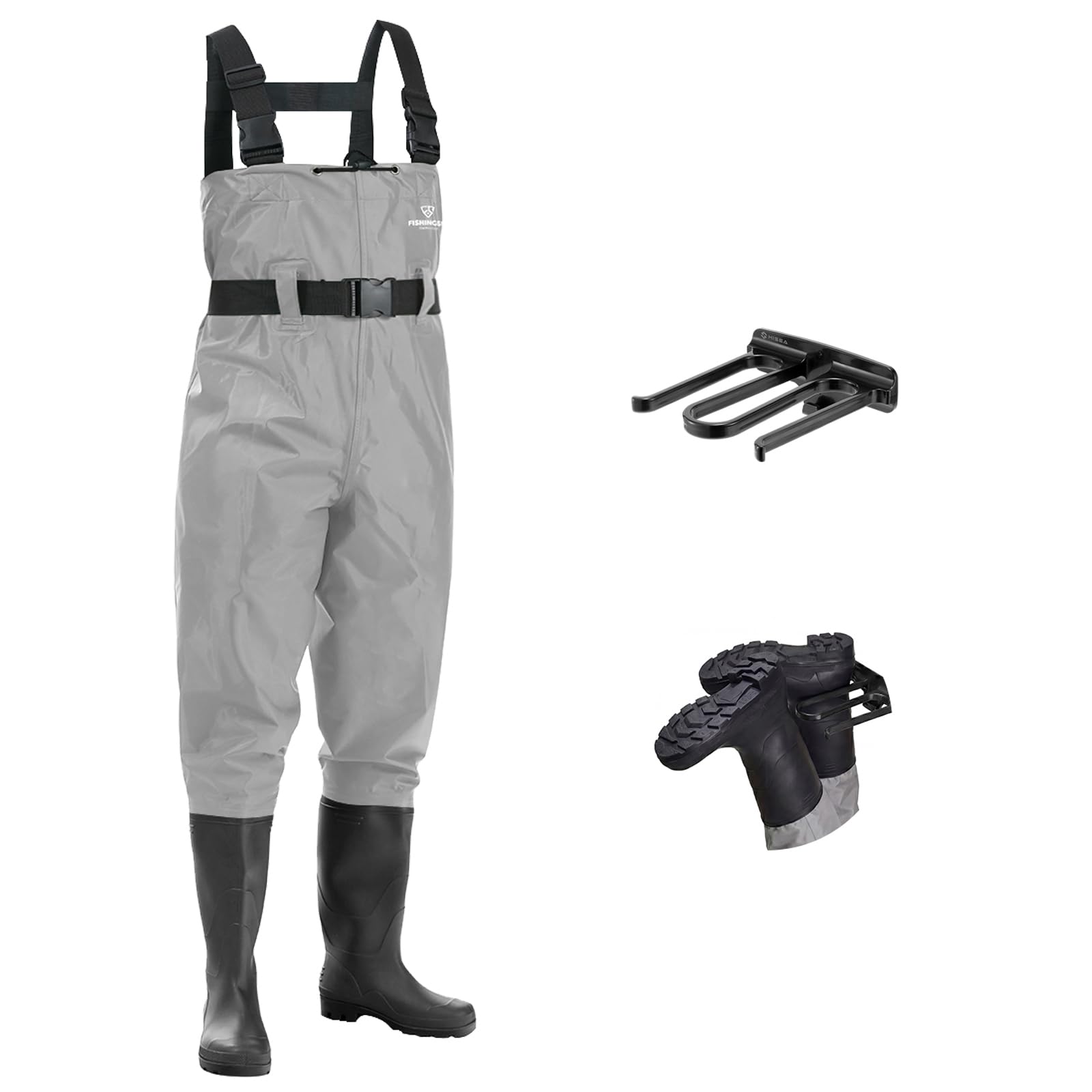 FISHINGSIR Fishing Waders for Men, 2-Ply Nylon/PVC Waterproof Women Chest Wader with Boots, Bootfoot Hunting Waders Image