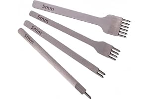 Leather Craft Kits Pricking Irons，Profession Diamond Lacing Stitching Chisel Set 5mm（1/2/4/6 Prong） DIY Home or Craft Projects，3/4/5/6mm Options, nophike Tools (5 MM)