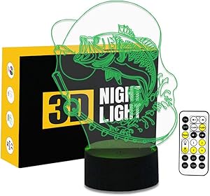 Cirkooh Bubble Fish 3D Optical Illusion Lamp 7 Colors Change Timing Remote Control and Touch Button LED Table Desk Lamp for Home Bedroom Decoration