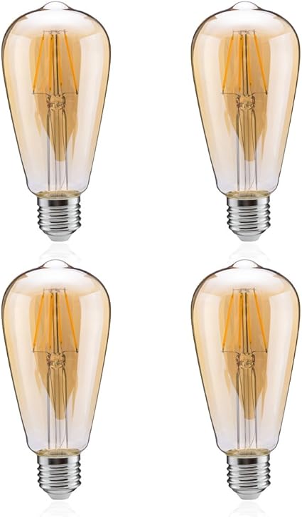 Amazon Tengyuan エジソン電球 40w形相当 4w フィラメント電球 Led E26口金 電球色 450lm 金色タイプ アンバーガラス 広配光タイプ St64 クリア電球 E26 360度発光 4w金色 4個入り Tengyuan ホーム キッチン 通販