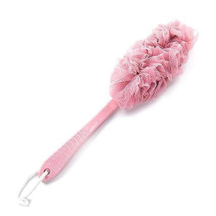 Morges Women and Men Multicolour Body Cleaning Bath Loofah Scrubber with Long Handle 20 Grams, Pack Of 1