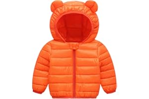Happy Cherry Baby Boys Girls Down Cotton Coat with Bear Ear Jacket Lightweight Windproof Zip Up Hooded Coat Winter