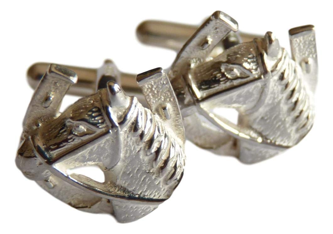 Merritt Robinson CATORS - Sterling Silver CUFFLINKS - Good Luck Horse and Horseshoe Design
