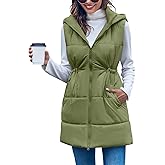 Inorin Womens Quilted Puffer Vests Hooded Sleeveless Long Outwear Jacket Zip Up Winter Coat with Pockets