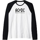 Official AC/DC Back in Black Logo Rock Band Music Vintage Raglan Baseball Tee