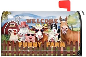 TOUNER Welcome to The Funny Farm Mailbox Covers, Funny Farm Summer Magnetic Letter Box Wrap, Animal Post Letter Box Decor for Outdoor Garden Yard Farmhouse, Mailbox Decor Gifts for Friends Neighbors