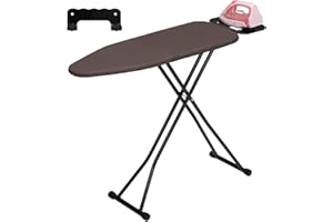 ALIMORDEN Space Saver Ironing Board 36" X 12" with Smart Hanger Adjustable Height 23.8"-30.7" Easy Storage, Padded Top Lightweight for Home Laundry Room Use Brown
