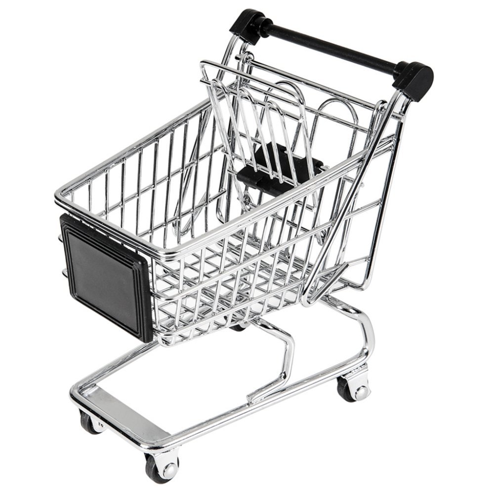 Garcia de Pou Mini Shopping Trolley in Box, Steel, Chroming, 13 x 13.5 x 9.5 cm