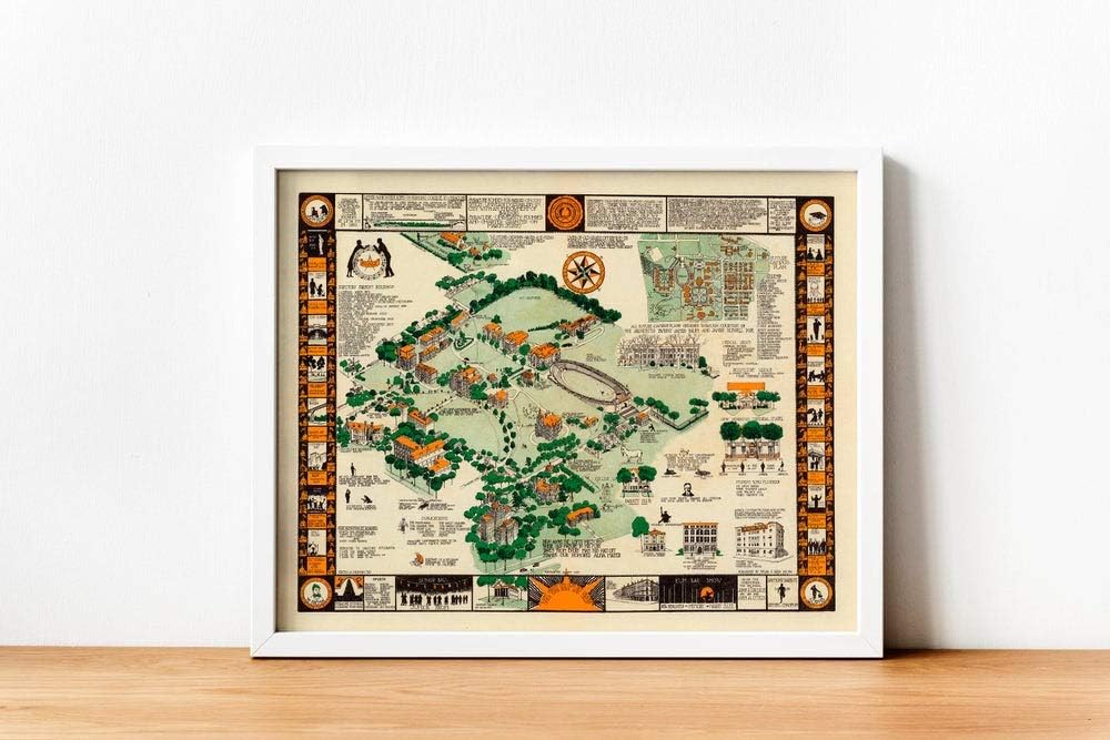 MG Global Map of Syracuse University Campus in 1928| Graduation Gifts| Syracuse University Wall Art Print| Canvas Print Wall Decor| Pull Down Map | Unframed Wall Art