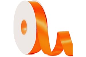 AONLSKH Orange 1" X 50 Yards Solid Color Satin Ribbon, Double Faced High Density Polyester Fabric Ribbon for Gifts Wrapping, Wedding, Party, Crafts, Hair Bows, Home DIY Decor Ornaments