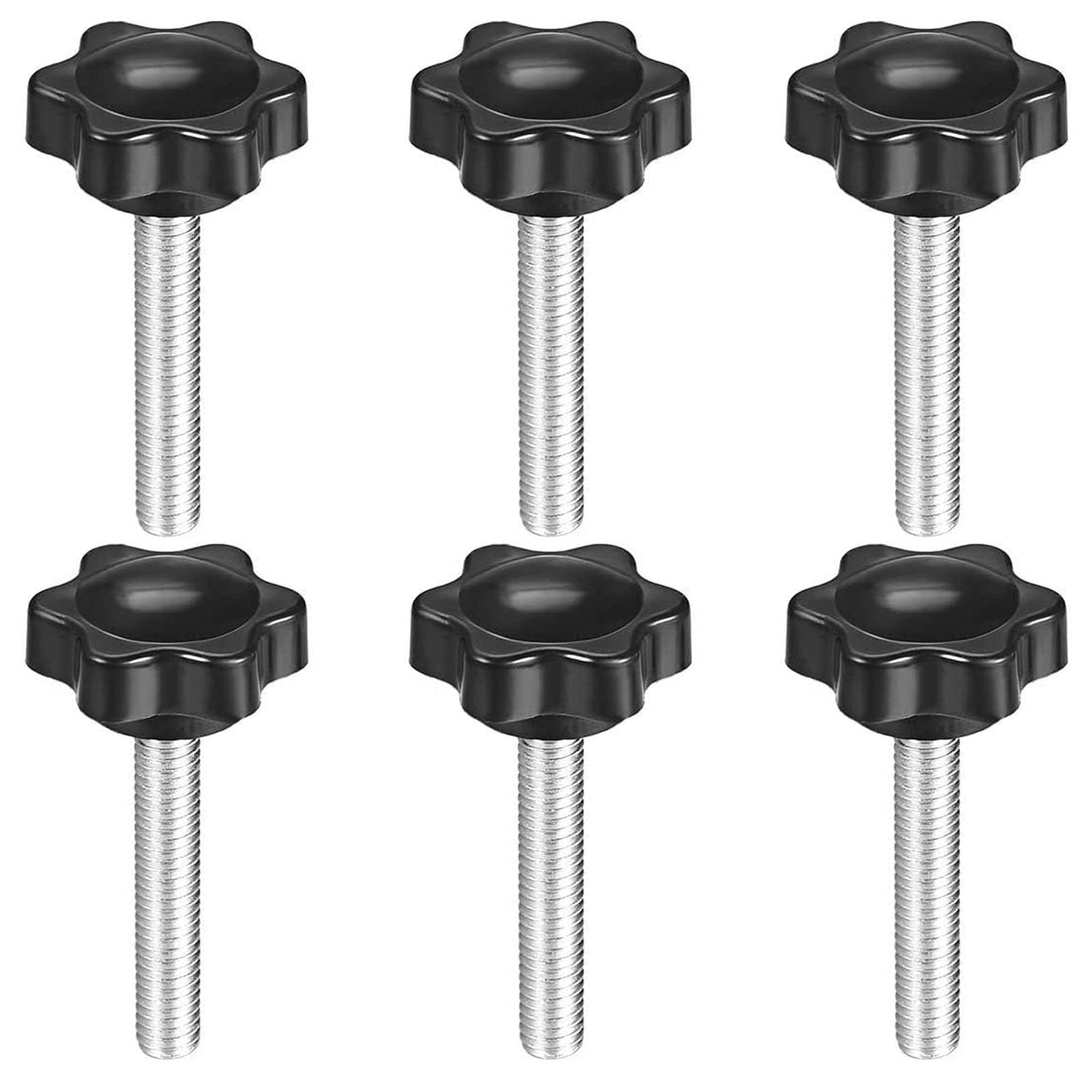 TOP-VIGOR 6Pcs M6 x 40mm Plum Hex Shaped Clamping Screw Knob, 32mm Dia Plastic Head Clamping Knob Handle Male Thread Thumb Screw