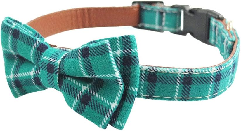 plaid bow tie dog collar