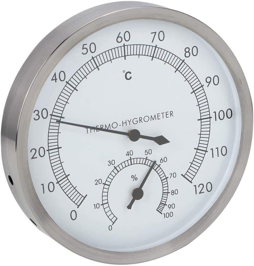 Fdit 2In1 Stainless Steel Sauna Thermometer Hygrometer Thermo