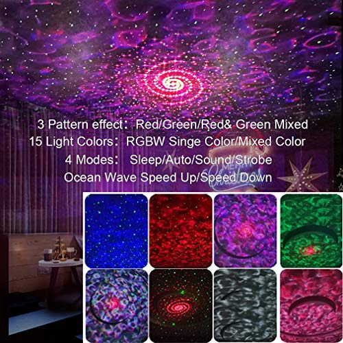 Star Light Projector Galaxy Projector BUBUSAN Skylight Light for Bedroom Ceiling,LED Starry NightLight Moving Ocean Wave Lamp with Remote, Bluetooth Music Speaker for Kids and Adults.
