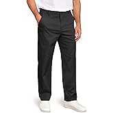 COOFANDY Mens Casual Chinos Pants Relaxed Fit Flat Front Wrinkle Free Dress Slacks Worky Stretch Trousers Black
