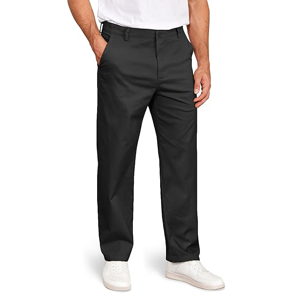 ZH8FCHAN Men's Cool Straight Fit Flat Front Pant Casual Pants