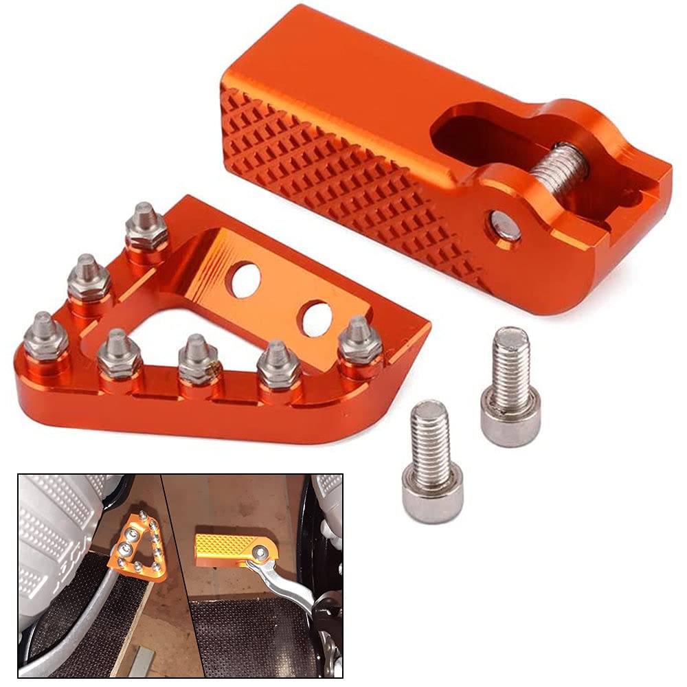 JFG Racing Motorcycle CNC Rear Brake Pedal Step Plate + Gear Shift Shifter Lever Tip for SX SXF XCF 2015-2019,125-501 All 2017-2019(Orange)