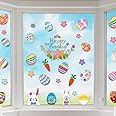 Easter Decorations Bunny Window Clings Decor，Easter Window Cling Stickers for Home Decoration,Bunny Easter Eggs Decals for Wi