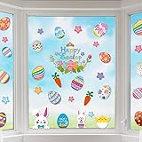 Easter Decorations Bunny Window Clings Decor，Easter Window Cling Stickers for Home Decoration,Bunny Easter Eggs Decals for Wi