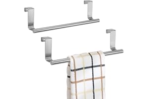iDesign Stainless Steel 9-inch Over-The-Cabinet Towel Bar - Set of 2 - Brushed