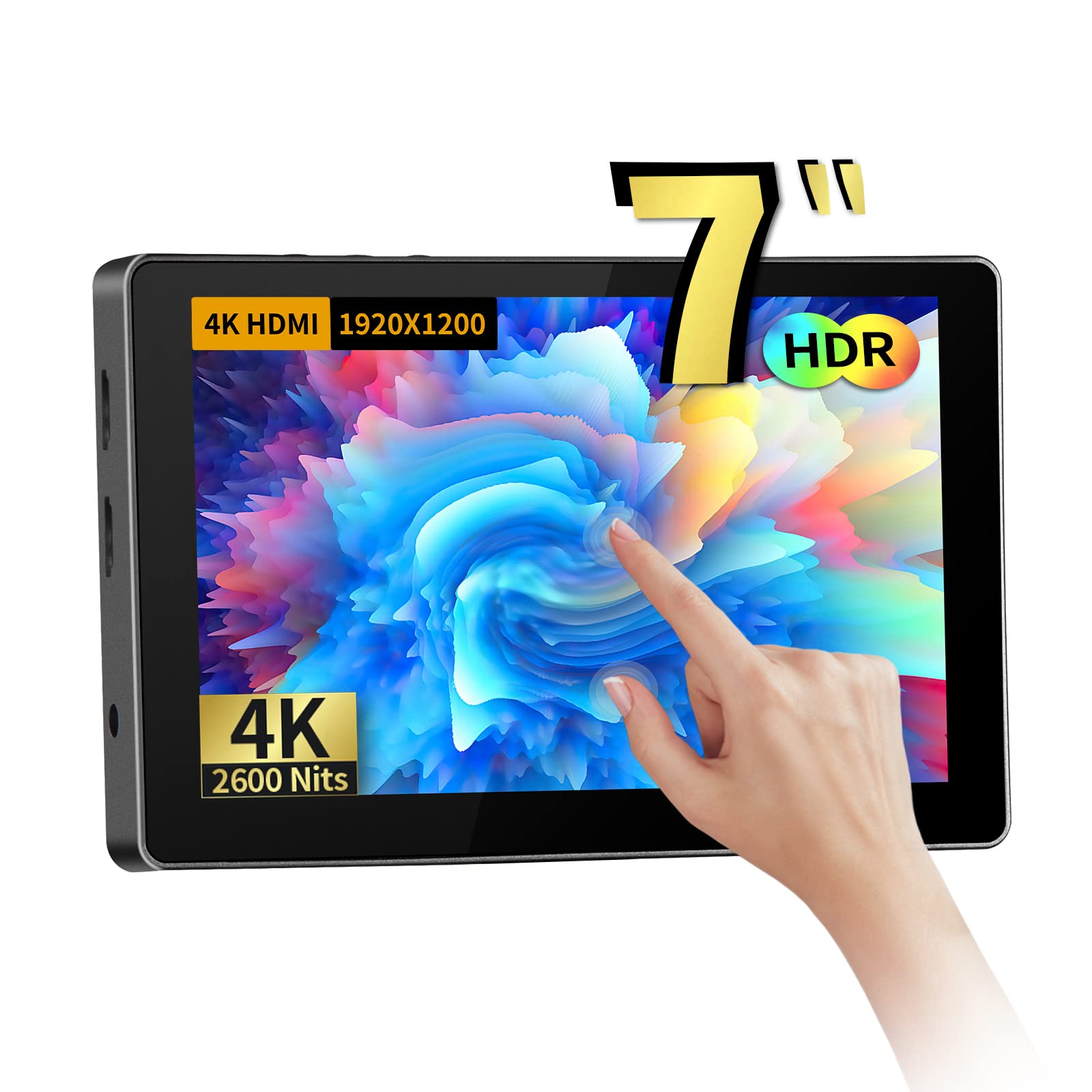 Desview R7II Camera Field Monitor, 7 inch 2600nits High Brightness on Camera Monitor Touchscreen 4K HDMI with 3D LUT HDR Waveform Video Peaking Focus Assist for DSLR