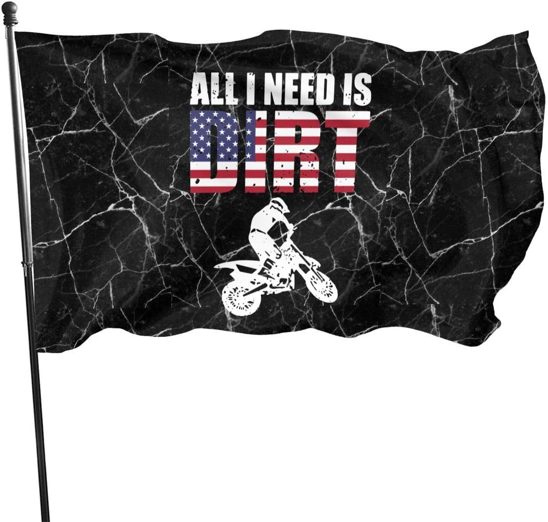  All I Need is Dirt Bike Motocross American Flag 3 by 5Feet