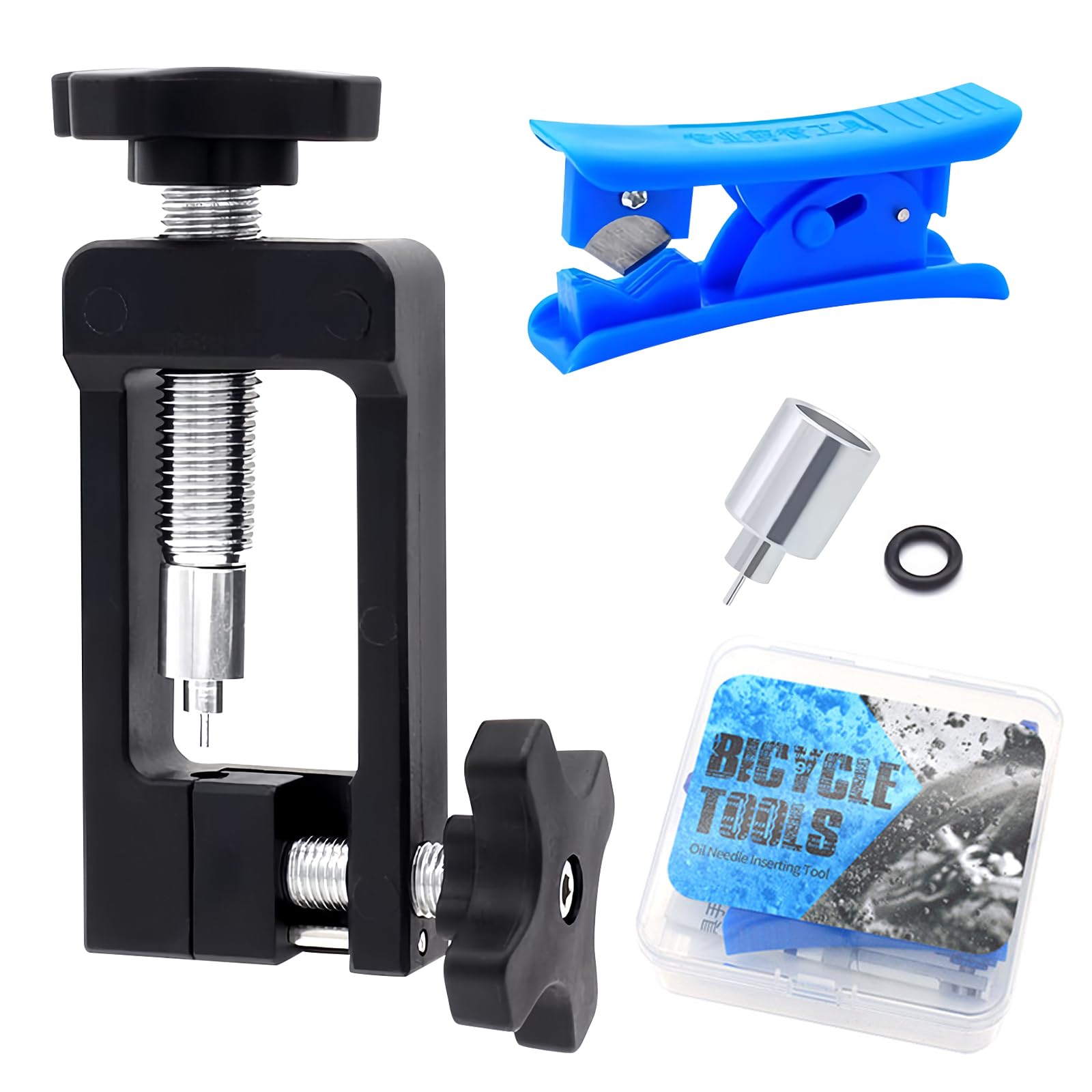 Upriver Bicycle Hydraulic Hose Fitting Insert Tool, Mountain Bike Oiling Needle Inserting Tool with Hydraulic Hose Cutter for Mountain Bike Road Bicycle
