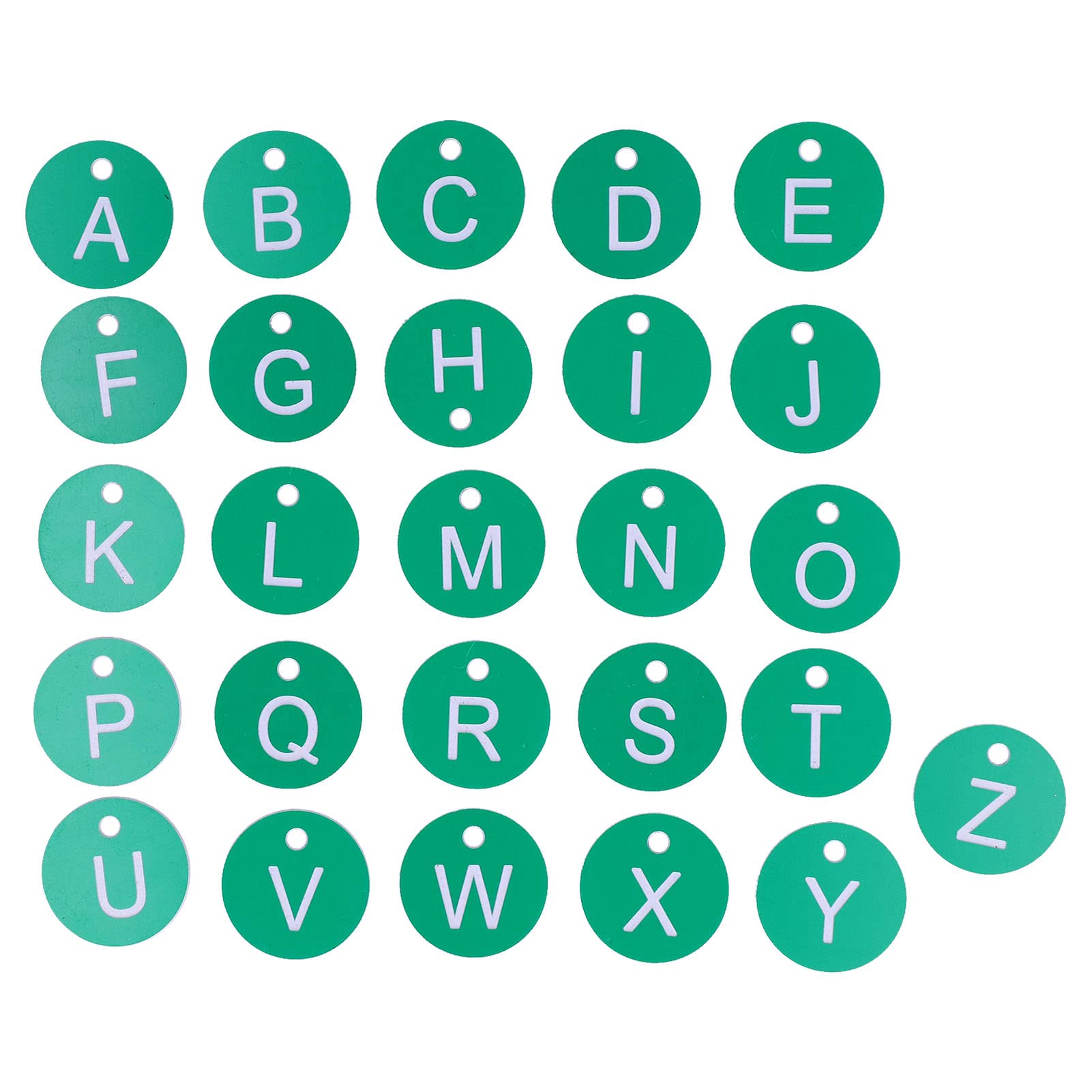 TOPINCN 26PCS Bee Hive Numbered Tag Marker, Round Plastic Alphabet Tag Engraved Letter Tags Beekeeping Accessory for Beekeeping Animal Husbandry Gardens(Green)