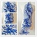 3D Beaded Flower Sequence lace Applique Motif Sewing Bridal Wedding 3in1 20cmx72cm (Royal Blue)