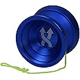 Yoyo King Double Agent Metal Yoyo with Narrow Responsive and Wide Nonresponsive C Bearing and Extra Yoyo String (Blue)