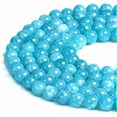 PLTbeads Natural Gemstone Loose Beads Smooth Round Approxi 15 inch DIY Bracelet Necklace for Jewelry Making (8mm, Blue Amazonite Dyed Jade)