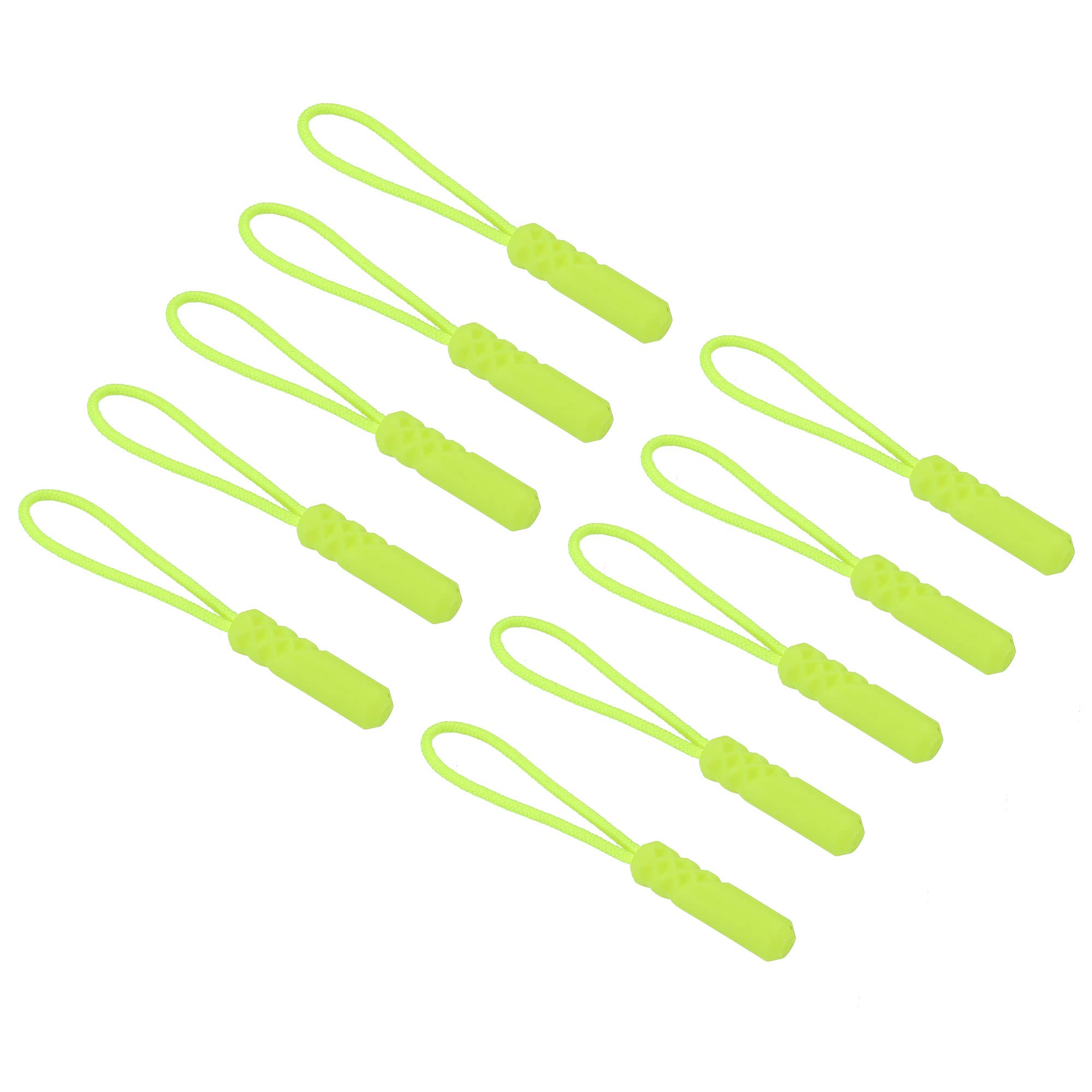 PATIKIL Zipper Pulls Extension Handle Cord, 20 Pack Finger Use Plastic Cylindrical Head Tab Tag Extender for Luggage Backpacks, Fluorescent Green