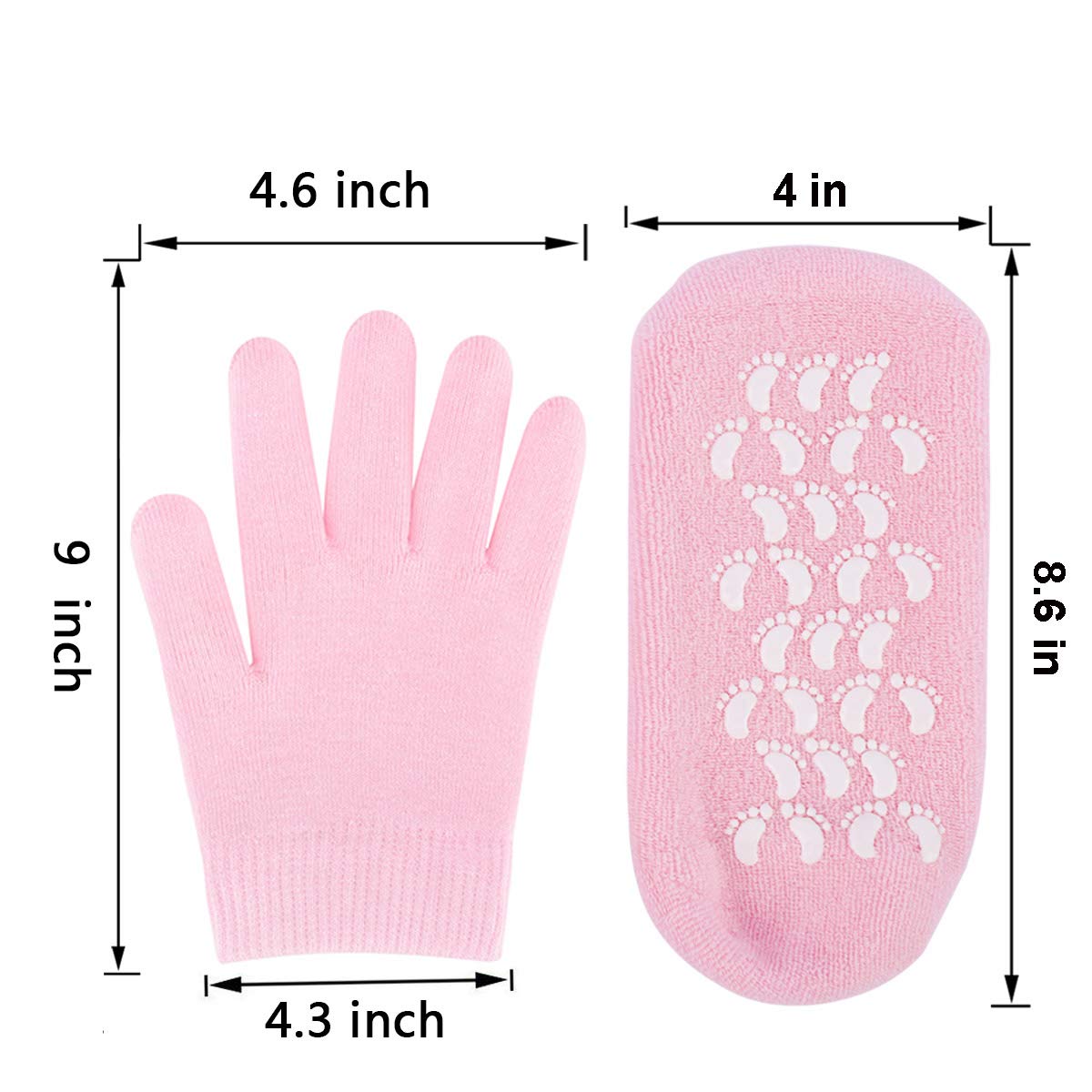 Moisturizing Socks and Gloves Set Soft Cotton with Thermoplastic Gel Repair and Heal Eczema Cracked Dry Skin, Gel Lining Infused with Essential Oils and Vitamins, Large Size for Women and Men -Pink : Beauty
