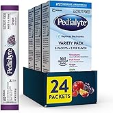 Pedialyte Electrolyte Powder, Hydration Drink for Kids & Adults, Variety Pack: Strawberry, Fruit Punch, Grape, and Apple, 24 Powder Packets