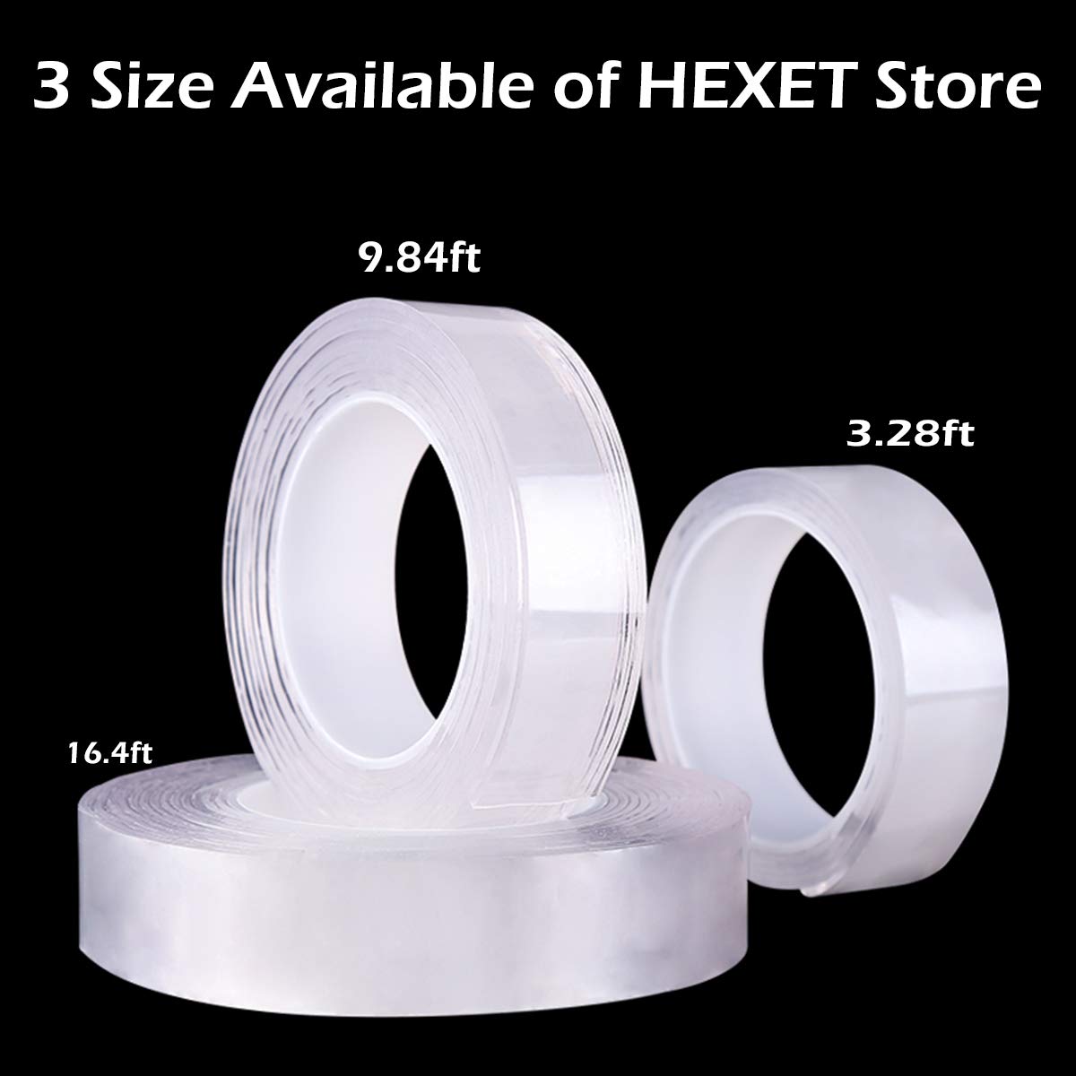 LLMoon Nano Double Sided Adhesive Tape, Reusable Washable Traceless Transparent Tape Removable Tapes for Household Industrial Mounting Tape(2MM/3.28Ft)