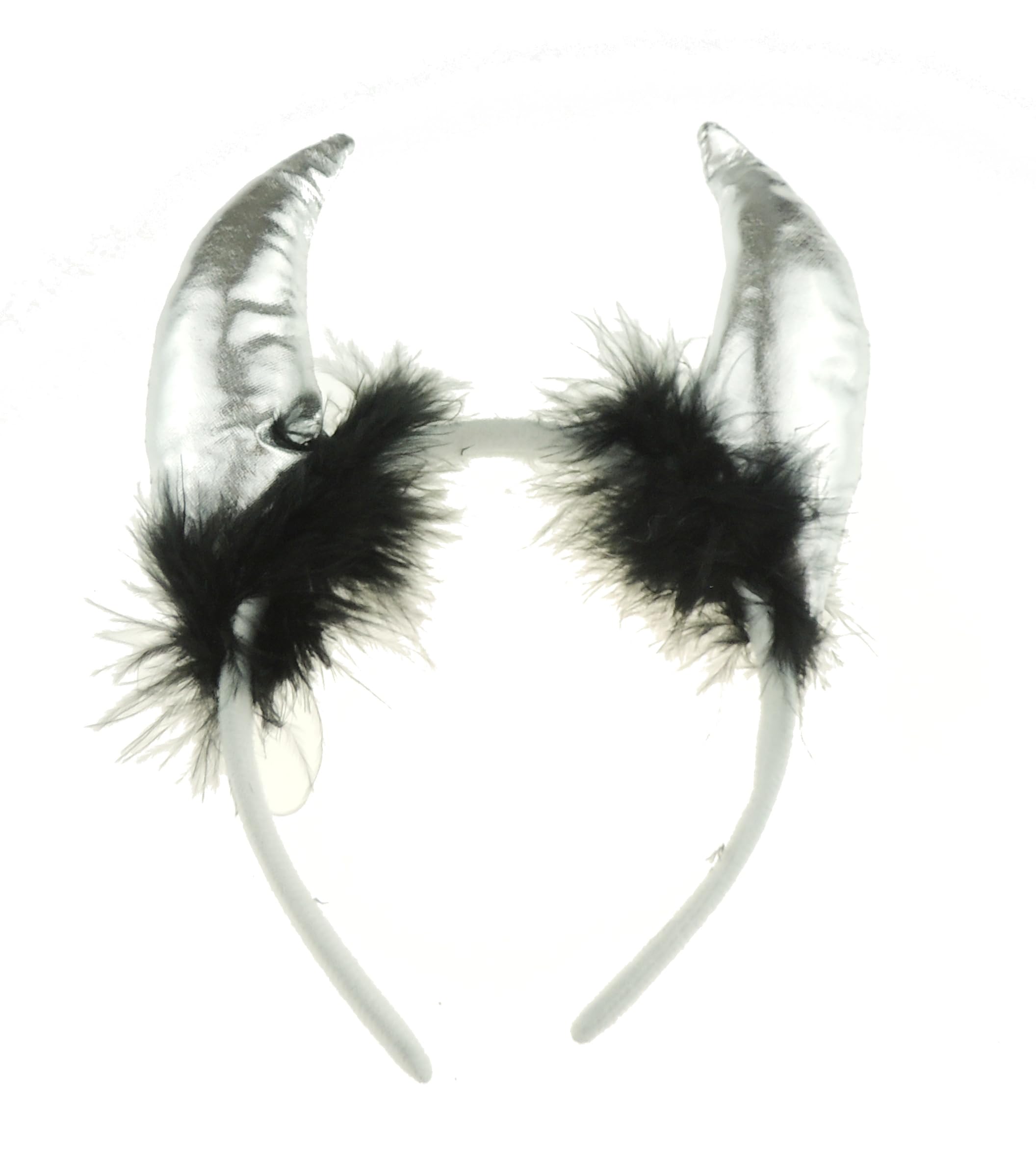 Glamour Girlz Womens Mens Fancy Dress Up Party Role Play Costume Hen Do Halloween Deely Deeley Bopper Animal Headband Hairband Hair Alice Band Goth Steampunk Satan Fluffy Devil Horns (Silver)