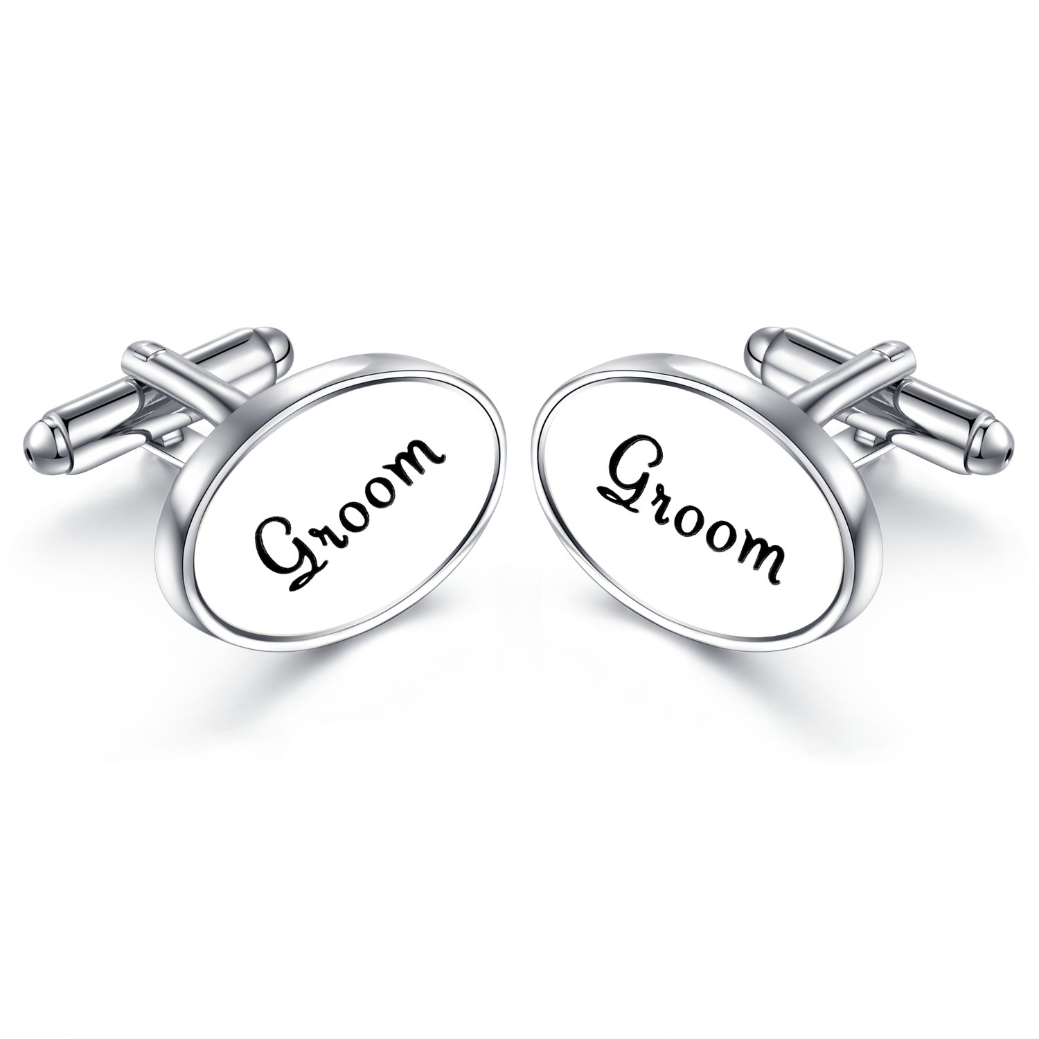 HONEY BEAR Mens Oval Wedding Cufflinks with Gift Box (Groom)