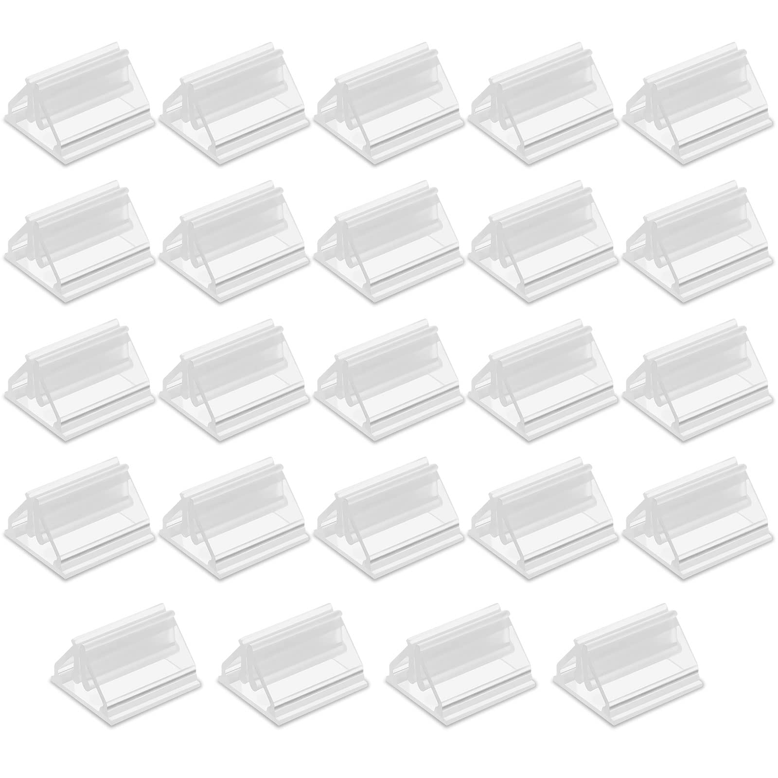 LLMSIX 24 Pieces Clear Card Stand and Display Holder - Plastic Place Holders for Business Cards, Photo, DIY Board Games, Price Tags, Labels, Menus, Party Favor