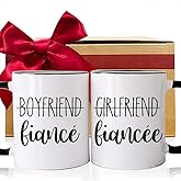 CATABUBU Fiance Fiancee Engagement Wedding Mugs Set for Couples, Boyfriend Girlfriend, Mr Mrs - Valentine, Bridal Shower Gift for Bride Groom