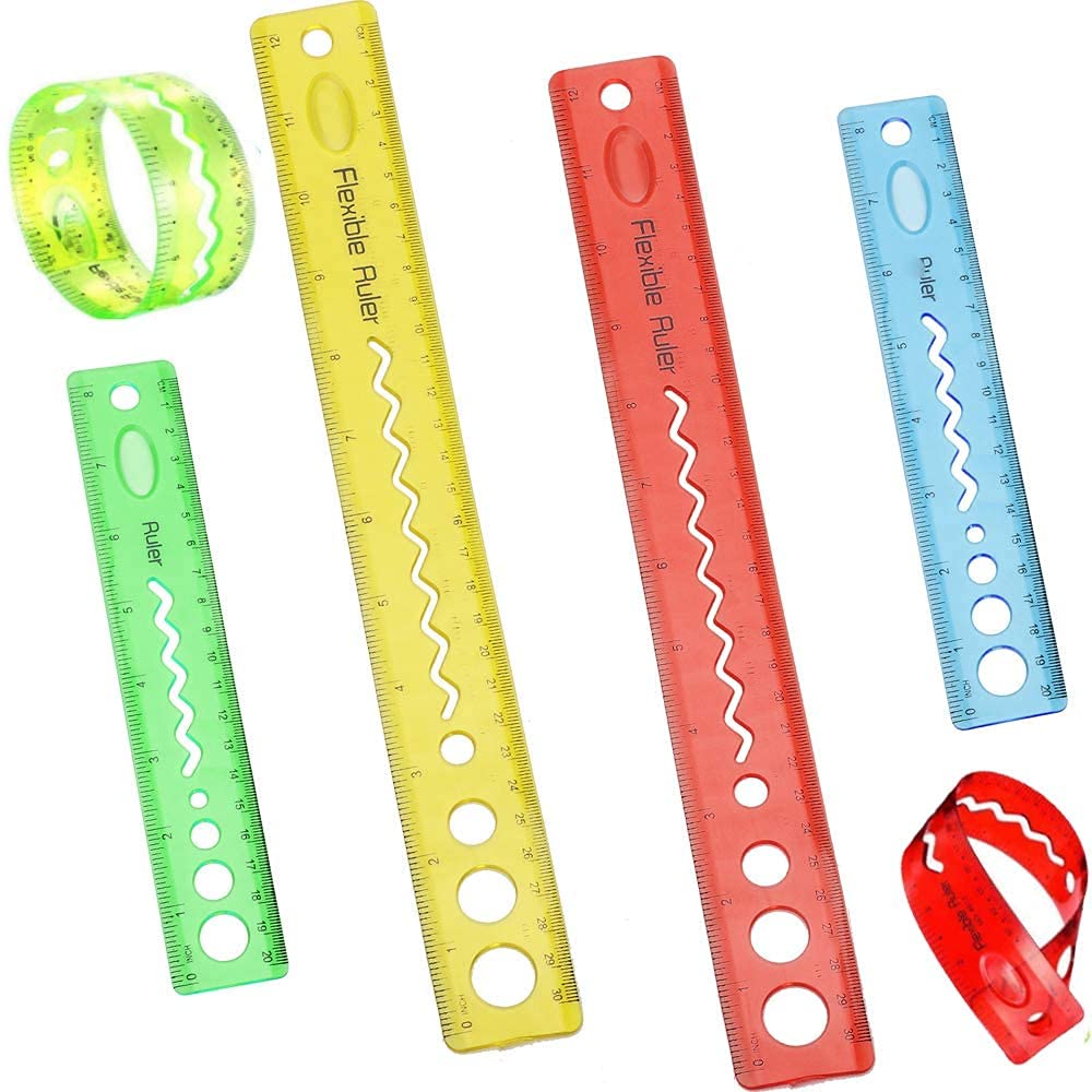 Flexi 30CM/12inch & 20CM/8inch Rulers - Bendable, Shatterproof, Transparent Plastic for School, Classroom, or Office