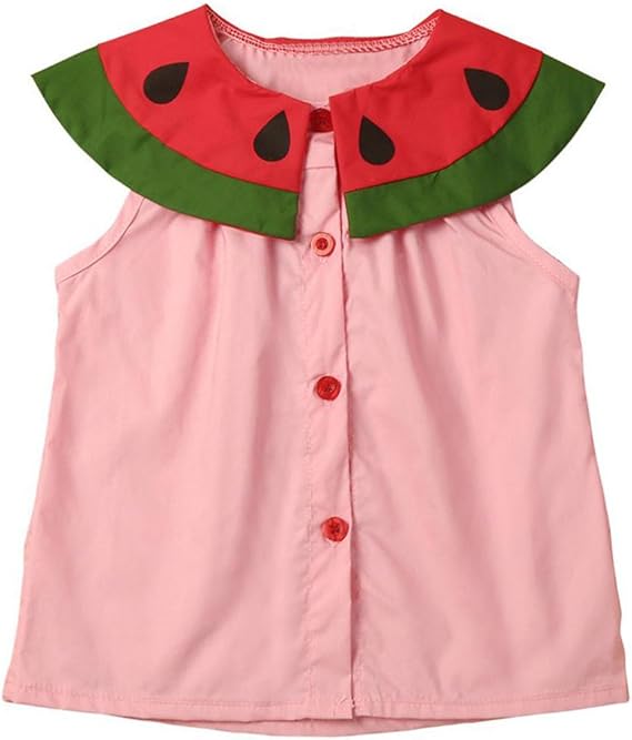 Amazon Co Jp ベビードレス Inkach Little Girlsコットンスイカ襟sleveelessタンクワンピースドレス カラー ピンク 服 ファッション小物