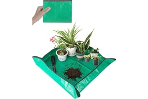dukclyn 30" X 30" Large Repotting Mat for Indoor Plant Transplanting, Pale Green Plant Waterproof Potting Mat Dirt Control Portable Potting Tray Gardening Gifts for Plant Lovers for Women & Men