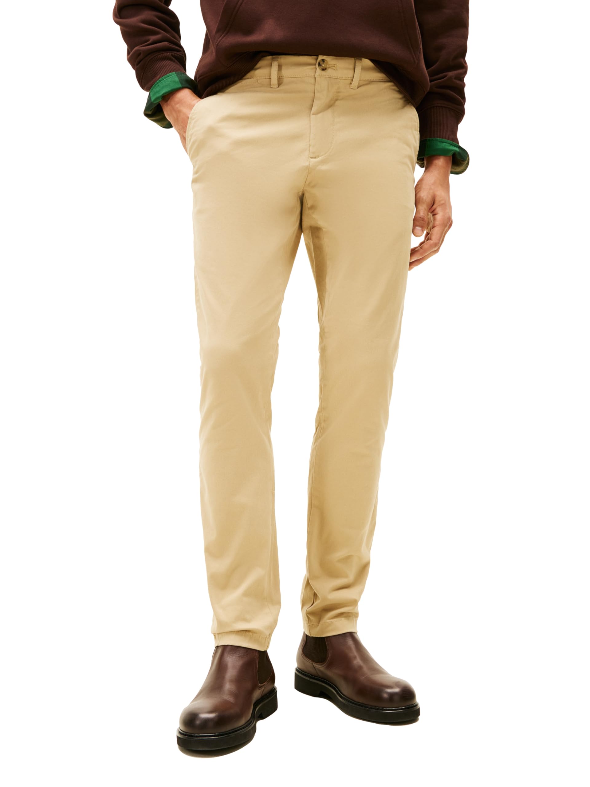 Tommy Hilfiger mens Stretch Chino in Slim Fit Casual Pants, Mallet, 42W x 32L US