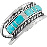 Turquoise Ring Sterling Silver 925 Genuine Gemstones Size 6 to 11